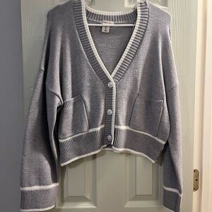 Gray Button-Up Cardigan Sweater